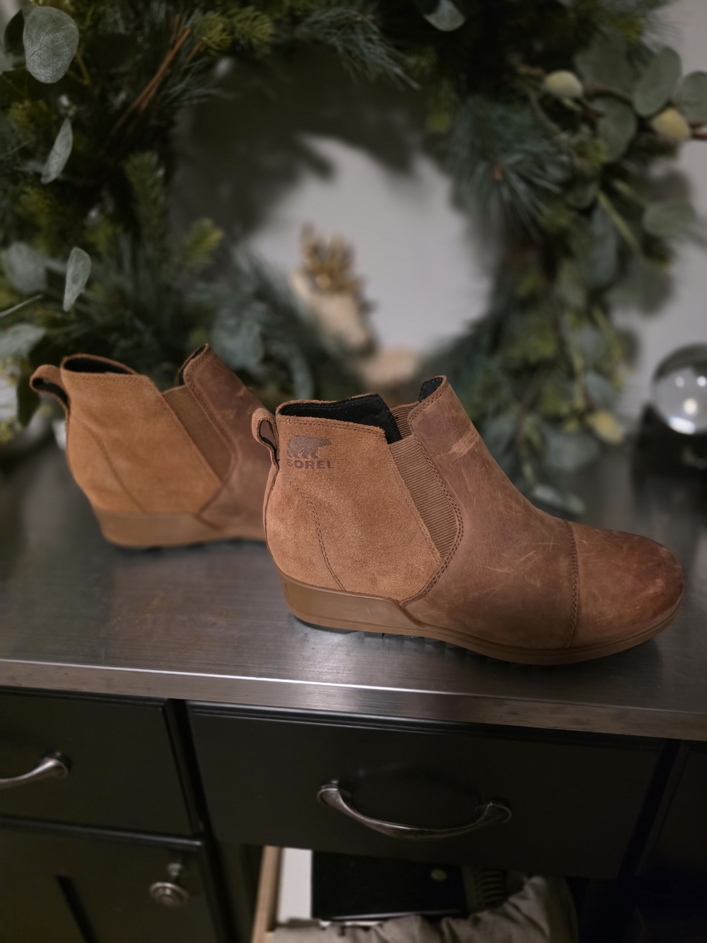 Sorel Brown Suede Chelsea Ankle Booties
